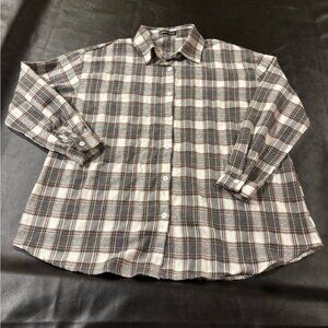 Ladies Small Light Flannel. Gray, Tan and Beige Plaid.  Like new.